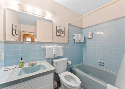 a bathroom with a sink, toilet, and bathtub