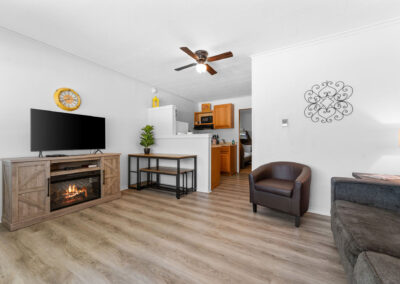 a living room filled with furniture and a flat screen tv