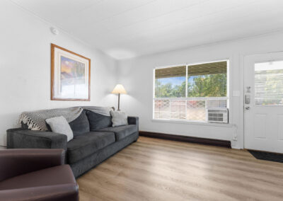 a living room with a couch and a chair